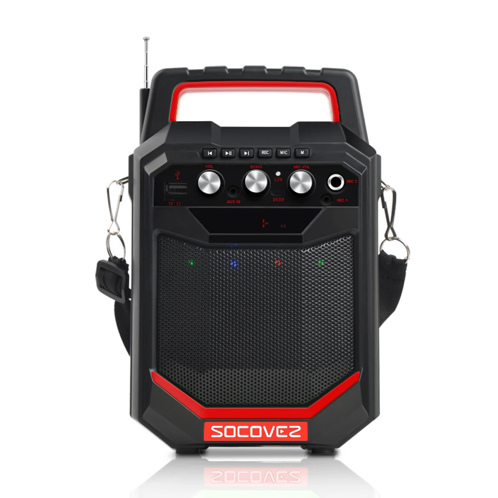 SOCOBEZ outdoor audio portable speaker with microphone small wireless bluetooth radio subwoofer | Электроника