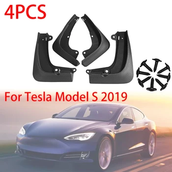 

4PCS Car Front & Rear Mud Flaps Splash Guard For Tesla Model S 2019 + Screws