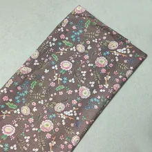 Изящная коричневая цветная ткань с цветочным принтом, хлопок, 50x160 см, Цветочная Лоскутная детская одежда из ткани, платье для дома