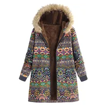 JAYCOSIN, пальто для женщин, зимняя теплая верхняя одежда, цветочный принт, капюшон, карманы, большие размеры, зимнее пальто на молнии, abrigos mujer invierno