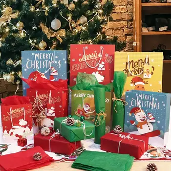 

Hemoton 12PCS Christmas Gift Bags Paper Gift Wrapping Bags Kit Assorted Christmas Prints Treat Storage Bags with 12PCS Gift Tags