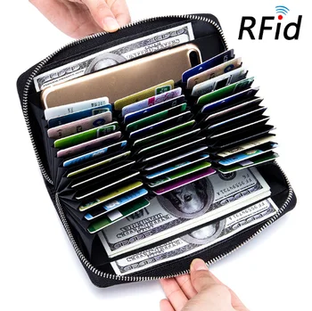 

Leather organ card bag long wallet passport bag multi-card multifunctional male and female large capacity business card bag