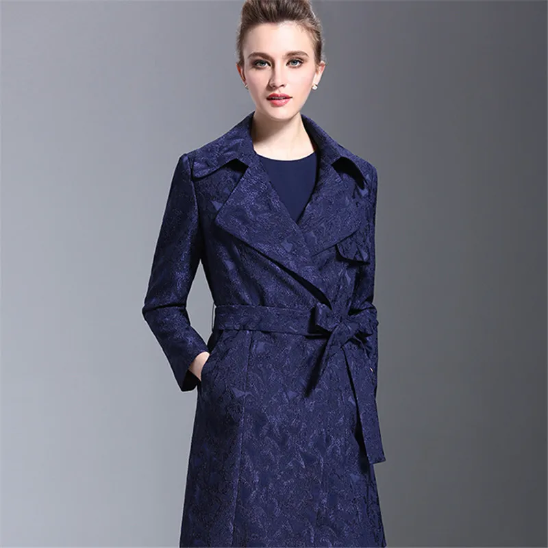 

Women's Trench Coat High-end Elegant Coat 2020 Spring New Windbreaker Large Size 4XL Mid-Long Autumn Fashion Coat Mother Dress