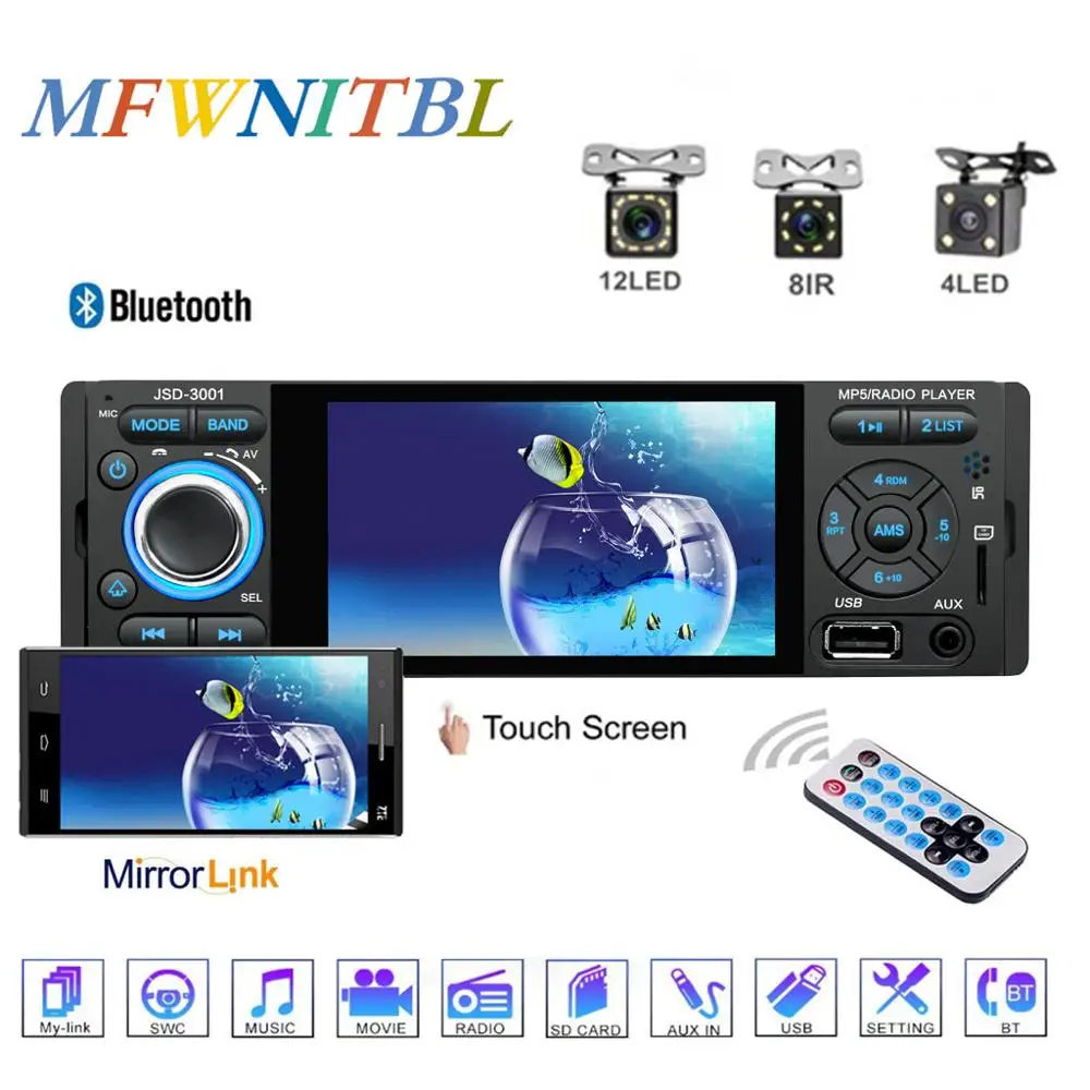 Автомагнитола LTBFM стерео система с сенсорным экраном 4 1 дюйма Bluetooth камерой