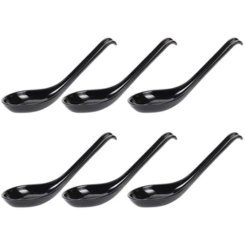

Soup Spoons,6 Pcs Japanese Style Spoons Creative Rice Spoons Chinese Asian Soup Spoons with Long Handle for Restaurants