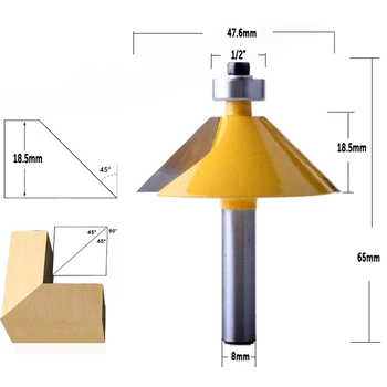 

New 1Pc 8Mm Shank Large 45 Degree Chamfer&Bevel Edging Router Bit Wood Cutting Tool Woodworking Router Bits