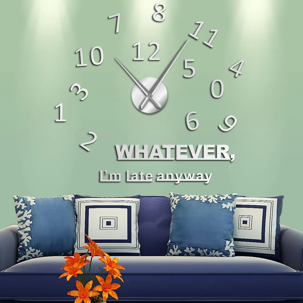 Что бы я не запоздал в любом случае вдохновляющая художественная стена с цитатой большие цифры DIY настенные часы гостиная настенные часы прокрастинаторы подарки