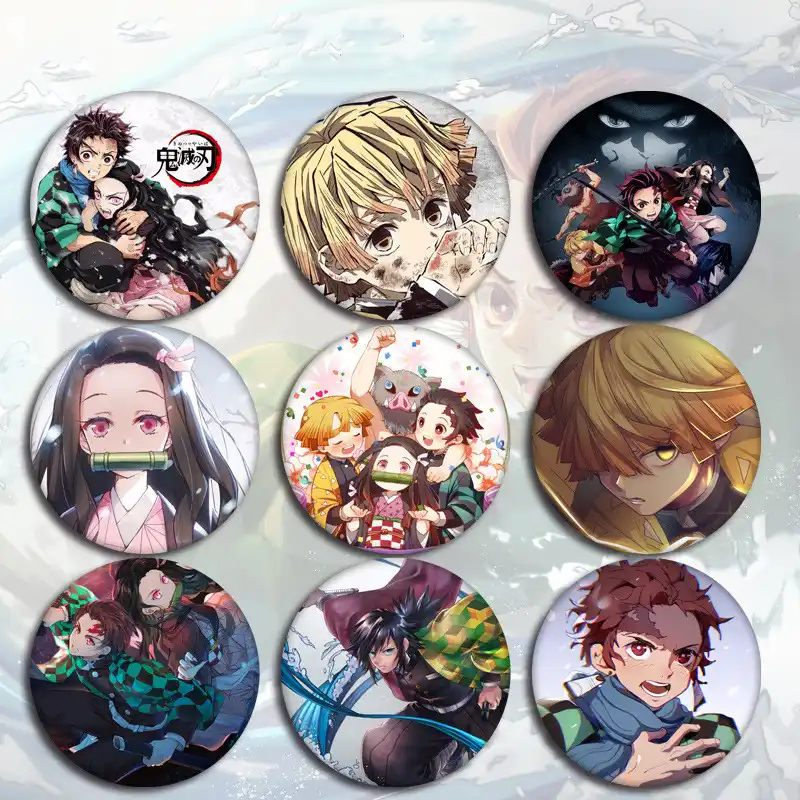 anime demon slayer kimetsu no yaiba znachki na ryukzake nezuko anime znachki s ikonami znachki dekorativnye broshi metallicheskie znachki diy