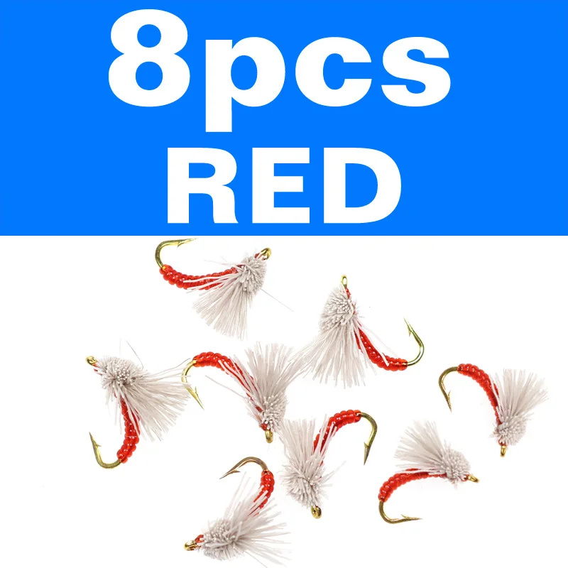 Wifreo 8 шт.#16 Serendipity Emergers Nymphs Fly приманка для рыбалки искусственное насекомое приманка для форели - Цвет: 8PCS Red