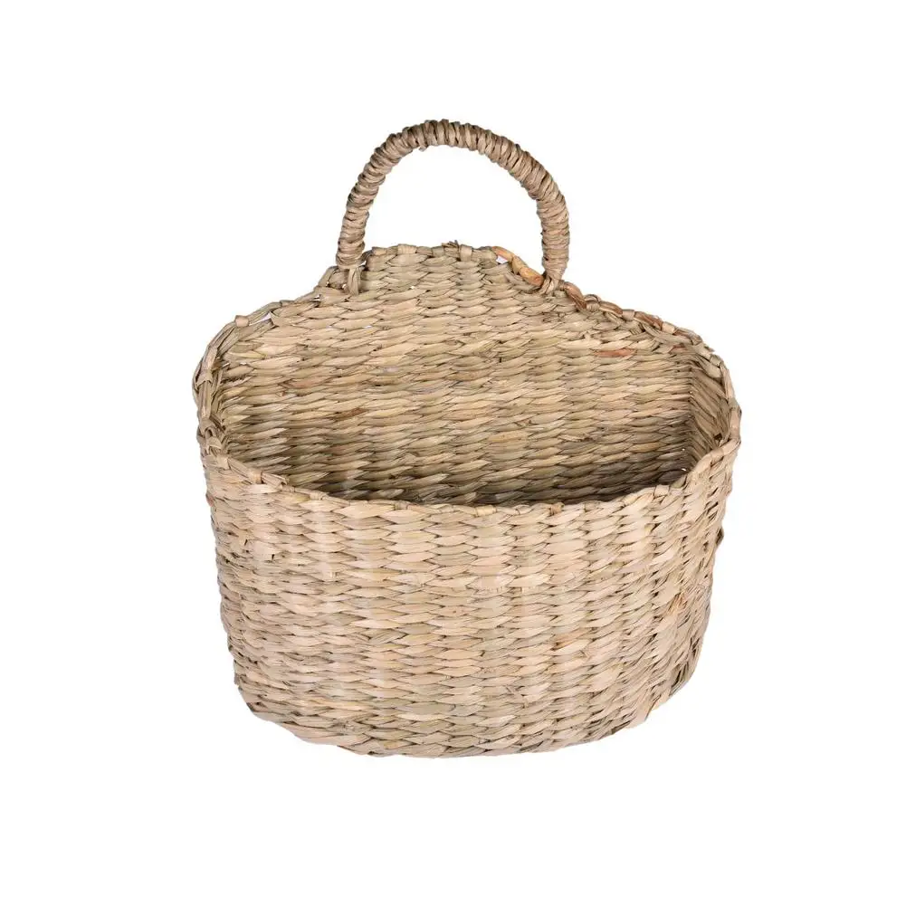 Wall Hanging Woven Basket Home Decor Rustic Straw Storage Basket