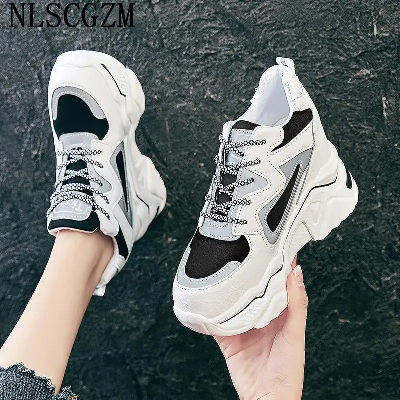 

Женские кроссовки на танкетке, повседневная обувь для тренировок, беговые кроссовки на массивной подошве