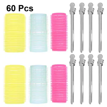 

1 Set Self-adhesive Hair Curler with Clips Useful Portable Durable Rollers Clips Set Portable Hairdressing Tool Hair Curler
