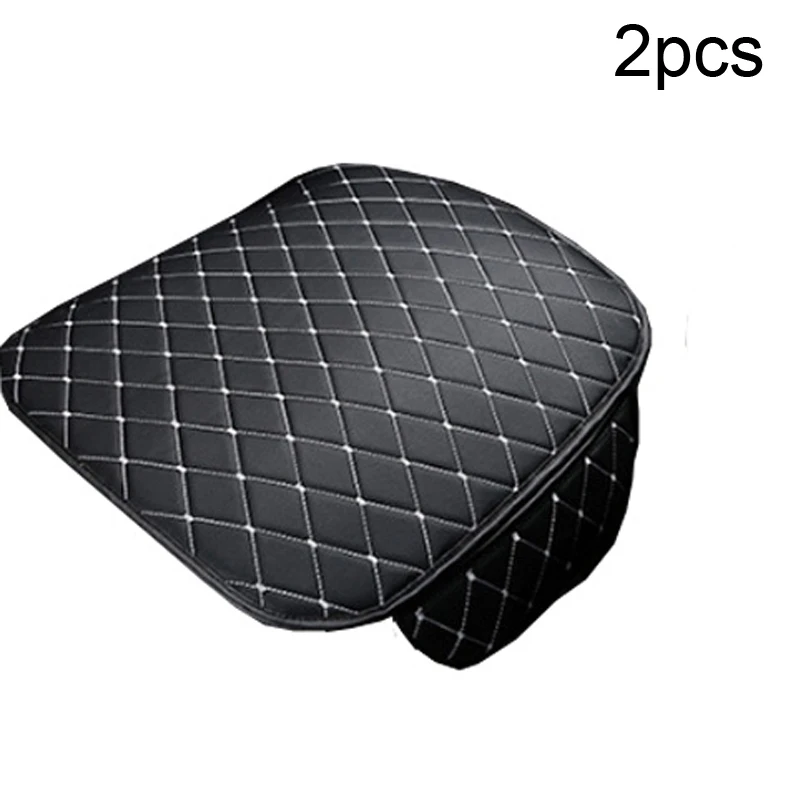 Black White 2pcs Чехлы для автомобильных сидений из искусственной кожи, универсальный автомобильный чехол для интерьера, подушка для сиденья, четыре сезона, защитный набор, коврик для хранения телефона, карты - Название цвета: Black White 2pcs