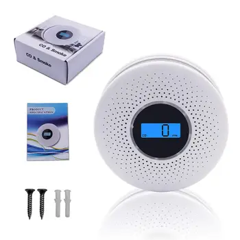 

Carbon monoxide detector + smoke detector gas sensor 2-in-1 high-sensitivity detection of fire and smoke automatic alarm gadget