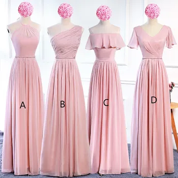 

Holievery Blush Pink Chiffon Long Bridesmaid Dresses Lace Up 2019 Bohemian Bridesmaid Dress Floor Length Wedding Guest Dresses