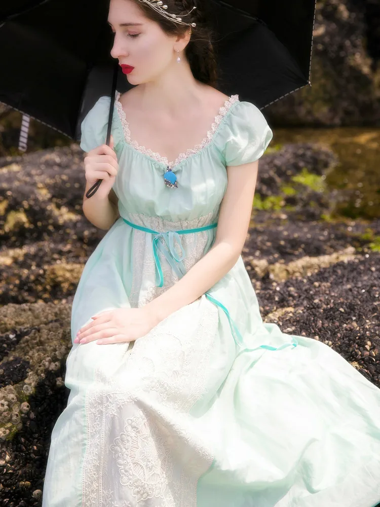 Vestido женское летнее мятно-Зеленое Шелковое хлопковое длинное платье винтажное Королевское элегантное кружевное вышитое белое/фиолетовое vestidos de festa2019