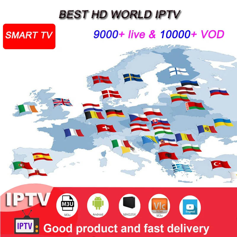 

Arab Algerien HD World IPTV Service 9000+ live HD&10000+ VOD for android Mag M3u Spain France Poland IPTV TV receiving equipment