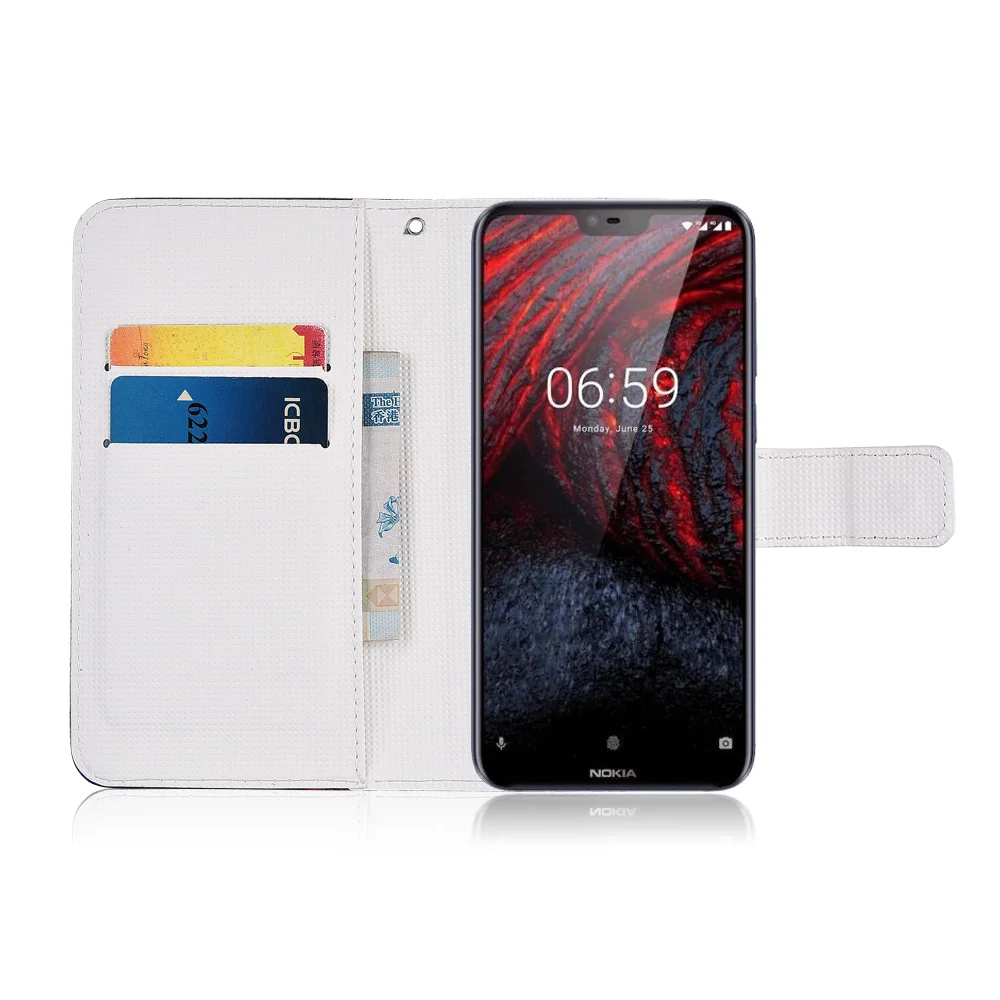 Мультяшный кошелек ТПУ чехол для Nokia 1 2 3 5 6 7 Plus X5 X6 из искусственной кожи с милым