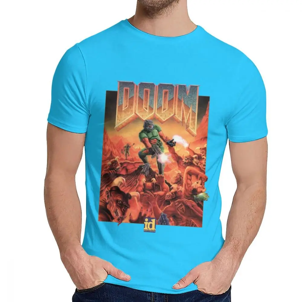Picture Custom Doom II Hell On Earth 1994 T Shirt For Male Summer Cool Man Cotton T Shirt S-6XL - Цвет: Королевский синий