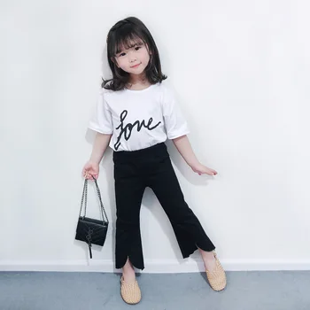 

2020 New Stylish Baby Girls 2 PCS Set T-shirt+Flare Pants Summer Kids Girls Suits 2-7 Years