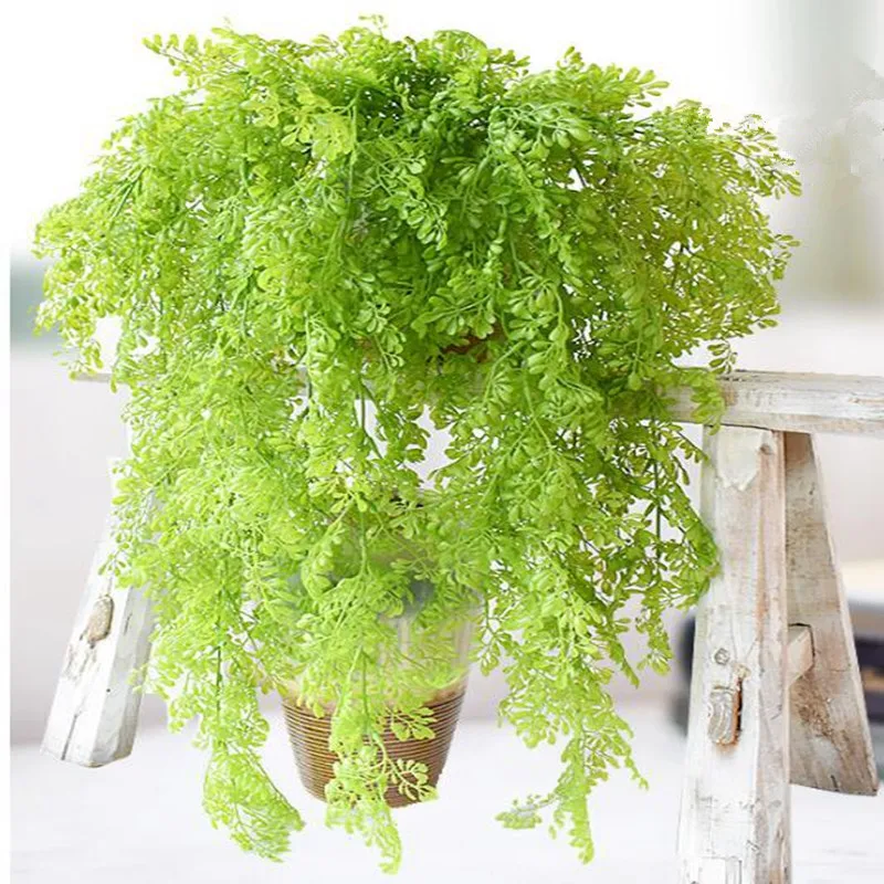 80cm Soft Plastic Wall Hang Artificial Plant 9 Fork Branch Moss Leaf