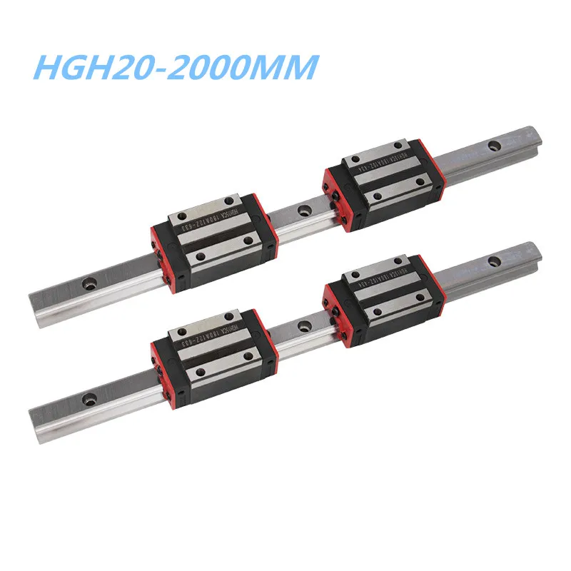 20 мм линейные направляющие HGH20 2000 мм 2 шт.+ линейный рельсовый блок HGH20CA/HGW20CC 4 шт. для ЧПУ