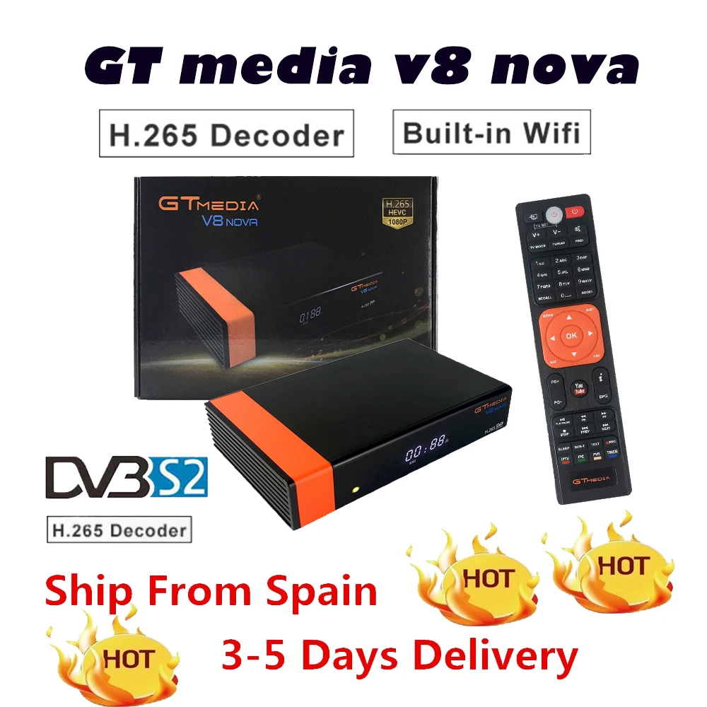 Gtmedia V8 Nova спутниковый ресивер Встроенный wifi power freesat v8 super DVB-S2 Suppport 1 год Cccam Cline как подарочная ТВ-коробка
