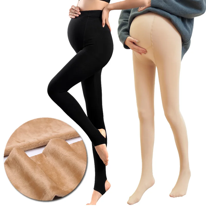 2020 Thickened Velvet Pantyhose For Pregnant Women Thick Keep Warm Autumn And Winter Can Adjust High Waist Abdomen Warm mother