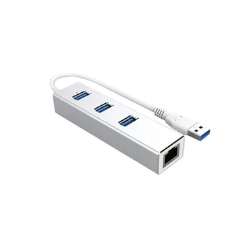 

3 Port USB3.0 Gigabit Ethernet LED 1000Mbps Computer Extender Accessories Multifunctional Data Transfer USB C Hub Home Adapter
