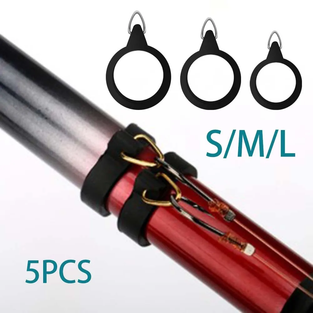 Fishing hook keeper 5pcs Elastic Fishing Rod Hook Ring Keeper High-elastic Fly Pole Rubber Rings Metal Holders Pesca Iscas Fish Tackle Tools S M L fishing tools fishing accessories fishing tool fishing tackle