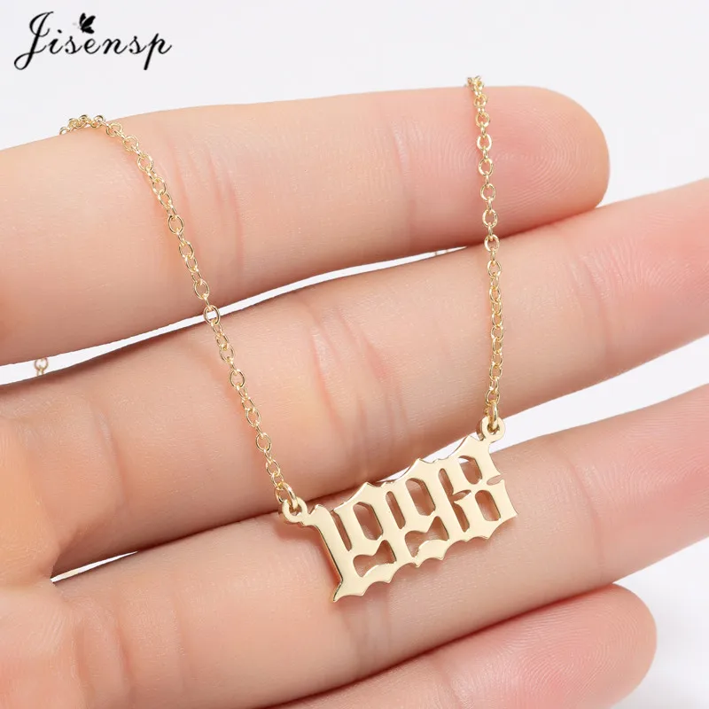 Jisensp Women Personalize Necklace Special Date Year Number Necklaces Pendants 1994 1999 from 1980 to 2004 Trendy Jewelry Gift