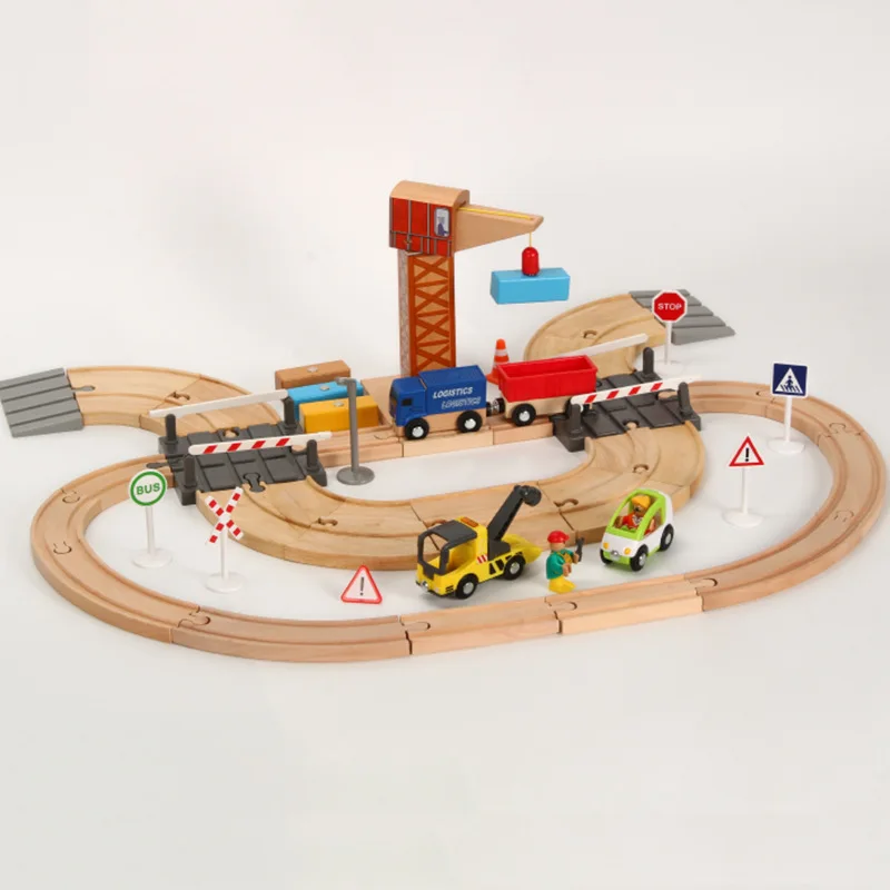 Rescue track Деревянный поезд трек набор игрушек дети собранные головоломки для мальчиков и девочек игрушки подходит для Brio деревянные дорожки w6 - Цвет: Rescue track