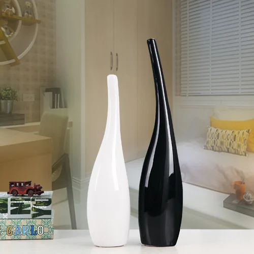 2Pcs Creative black and white home living room bedroom TV cabinet crafts decoration golden ceramic art flower arrangement vase - Цвет: as the picture shows