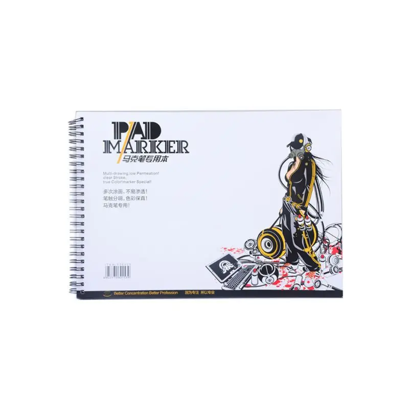 

34 Sheet A3/A4/A5 Professional Marker Paper Spiral Sketch Notepad Book Painting