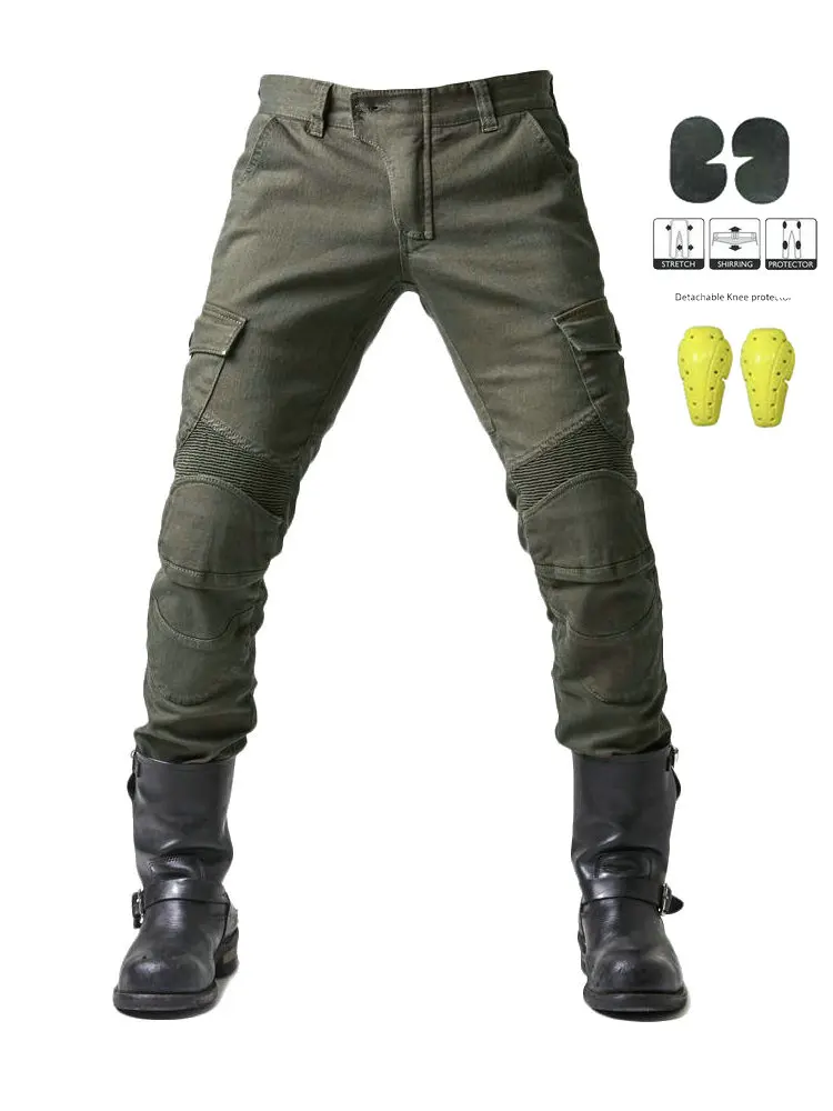 

MOTO riding jeans B06 Trousers have 4Pads Four seasons pants 06 black green with belt protective gear