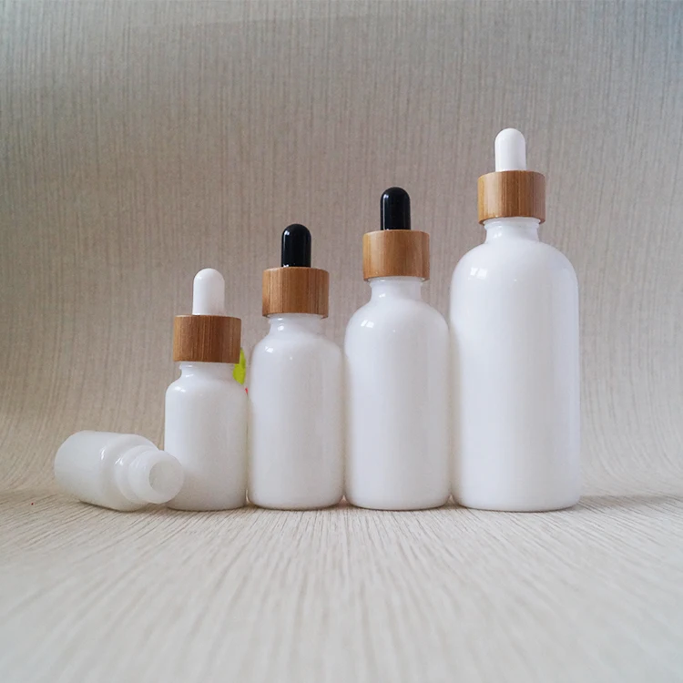 white porcelain КБР переработанные бамбуковые крышки фарфоровая белая стеклянная бутылка-капельница 10 мл 15 мл 30 мл 50 мл 100 мл с бамбуковой крышкой и стеклянной пипеткой - Цвет: white porcelain