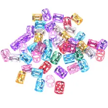 50pcs 8mm 6 colors Mixed Beads Adjustable Hair Braids Dreadlock Beads Adjustable Hair Braid Rings Cuff Clips Tubes Jewelry