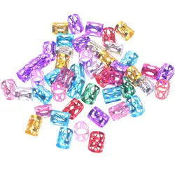 50pcs 8mm 6 colors Mixed Beads Adjustable Hair Braids Dreadlock Beads Adjustable Hair Braid Rings Cuff Clips Tubes Jewelry