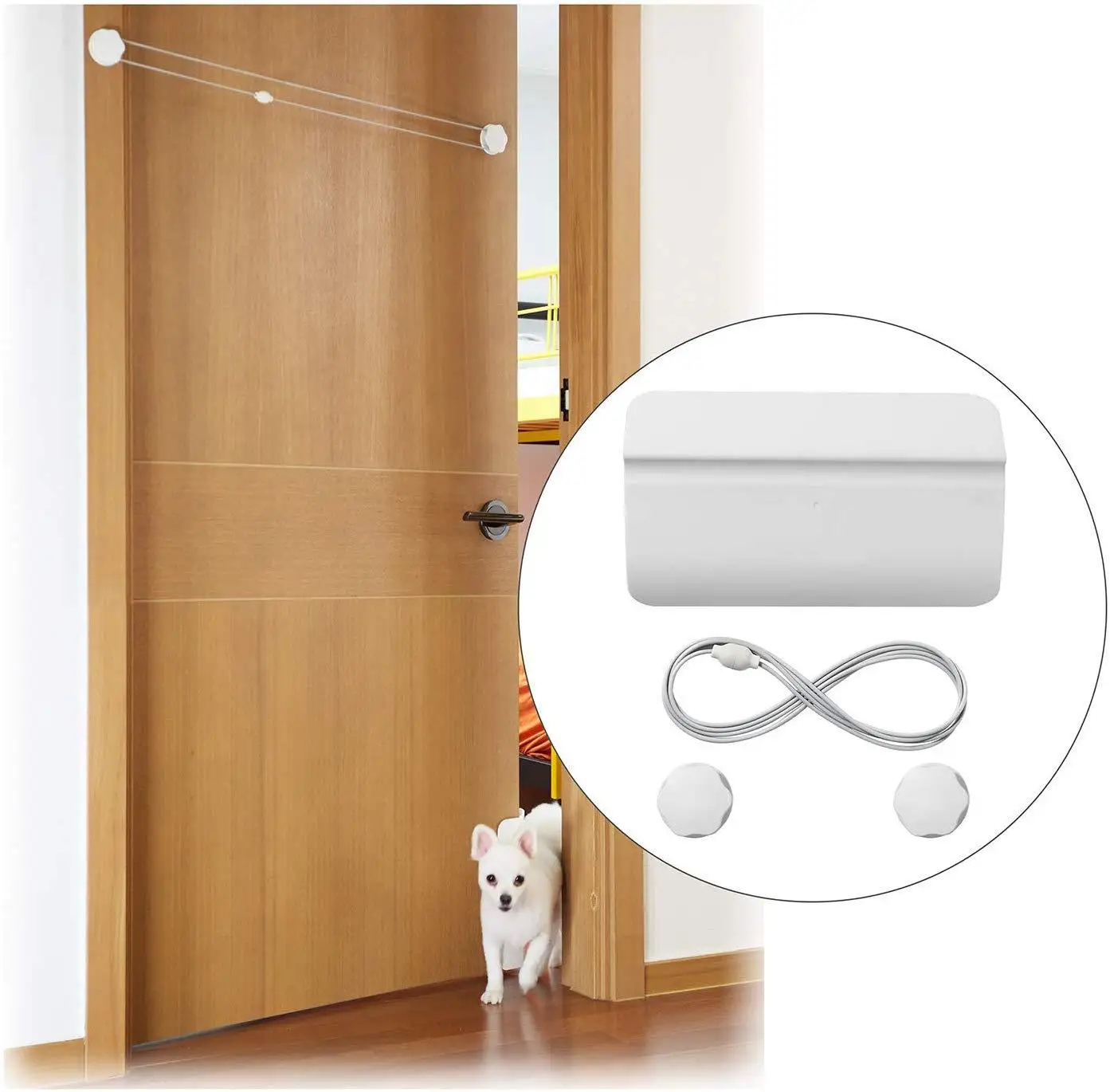 Abridor de puerta para perros y gatos domésticos, Kit de puerta de seguridad para mascotas, con agujeros, fácil de instalar, producto para mascotas