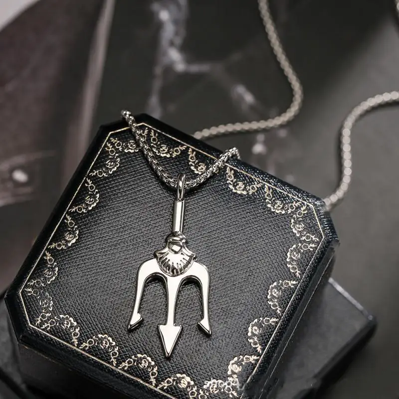

New Fashion Ancient Greek Poseidon Trident Necklace Neptune Harpoon Pendant Men's Personality Retro Jewelry Gift Wholesale
