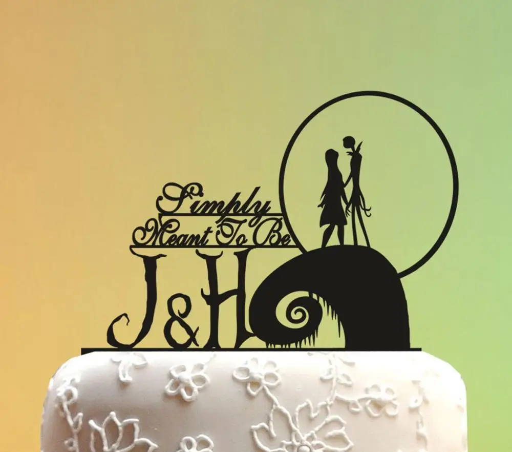 Wedding Cake Topper-Coppie Di Cerimonia Nuziale Cake Topper - Wedding Cake Topper-Incubo Prima Di Natale Wedding Cake Topper Monogramma