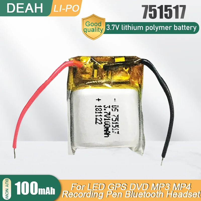 751517 3 7 V 100mah Li ion перезаряжаемая батарея для Cheerson CX-10 CX10 CX12 JJ820 V646 V676 JJ810 RC вертолет