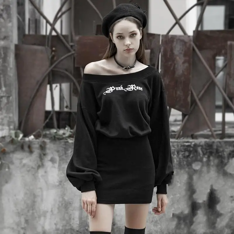 

Punk Rave Women's Goth Off Shoulder Long Sleeved Dress PQ483LQ Asian Size S-L
