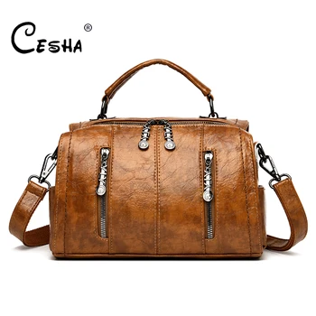

CESHA High Quality Soft Leather Women Handbag Fashion Casual Female Shoulder Bag Multifunctional Women Travel Bag Back Pack