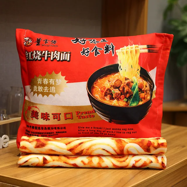 Plush Snack Pillow Simulation Instant Noodles Air Conditioning Blanket Birthday Gift For Home Sofa Office Car Decoration Toy