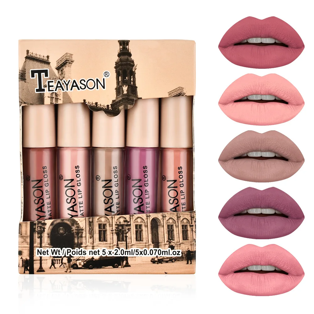 5Pcs/set Liquid Matte Lipstick Beauty Makeup Tint Long Lasting Waterproof Sexy Velvet Lip Gloss Pigment Nude Lip Kit Maquiagem 5Pcs/set Liquid Matte Lipstick Beauty Makeup Tint Long Lasting Waterproof Sexy Velvet Lip Gloss Pigment Nude Lip Kit Maquiagem