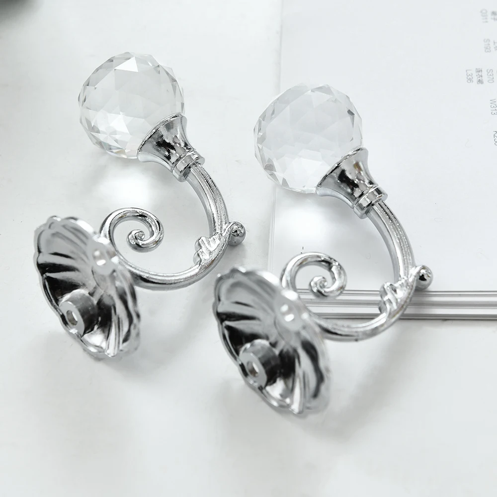 Застежки для штор с прозрачными кристаллами 2 шт.|Крючки и направляющие| |