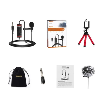 

MAMEN 3.5mm Audio Video Record Lavalier Lapel Microphone for iPhone Android Mac Vlog Mic for DSLR Camera Camcorder Recorder