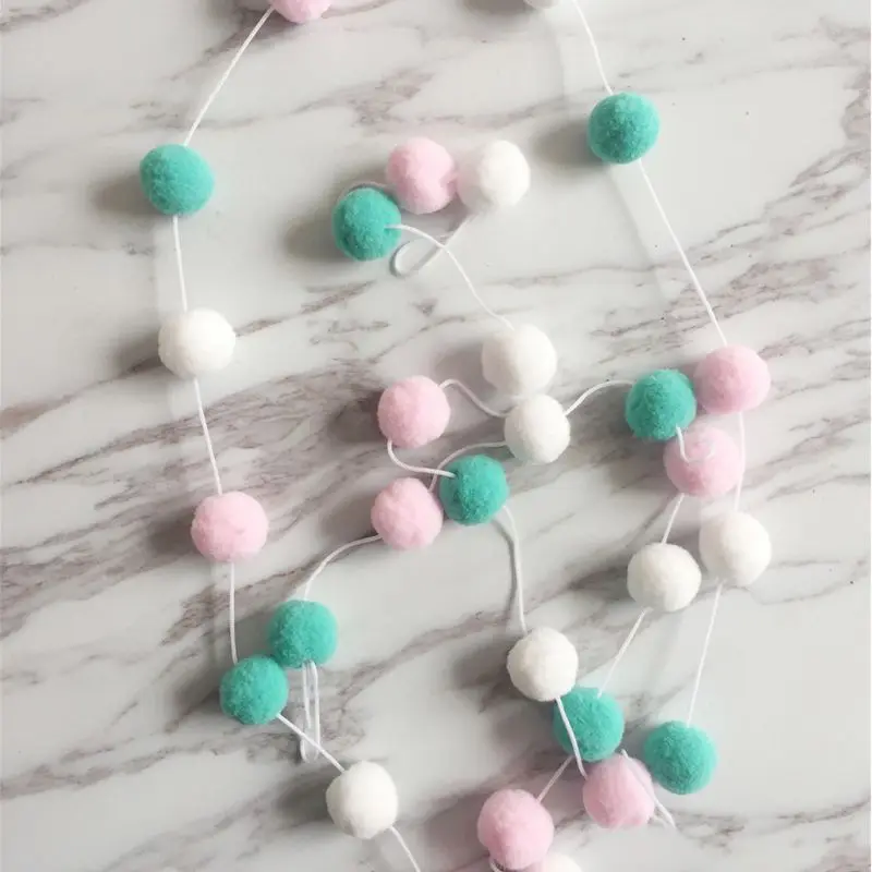 

Nordic Style Home Children's Room Girl Room Decoration Macarons Hair Ball String Ornaments Pendant Party Decoration Prop 634E