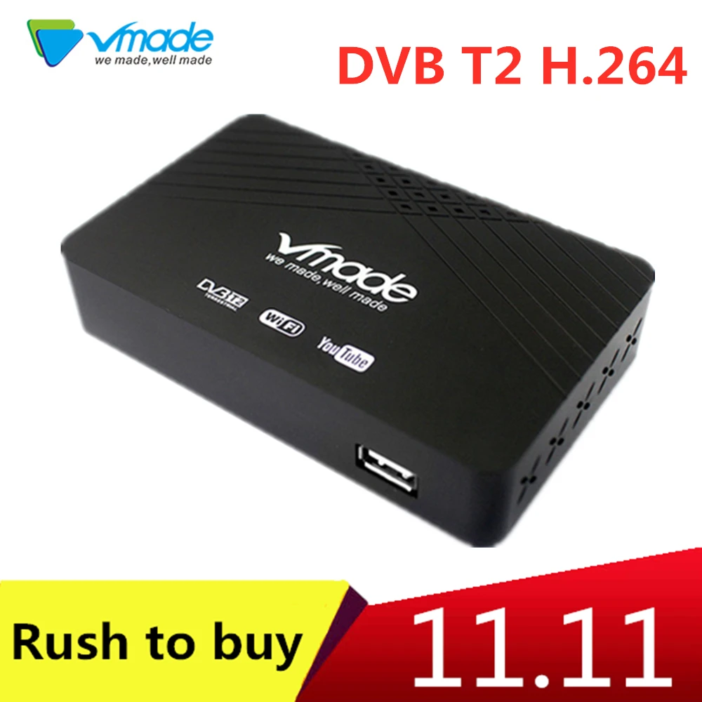 Vmade мини декодер для лица DVB T2 наземный приемник Поддержка Youtube IP tv wifi PVR tv BOX для России, Испании, Украины, Франции